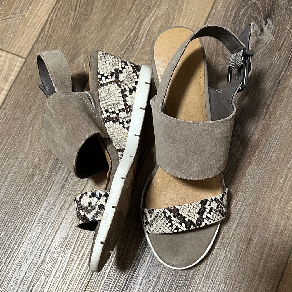 Crown Vintage Taupe and Snakeskin Wedges